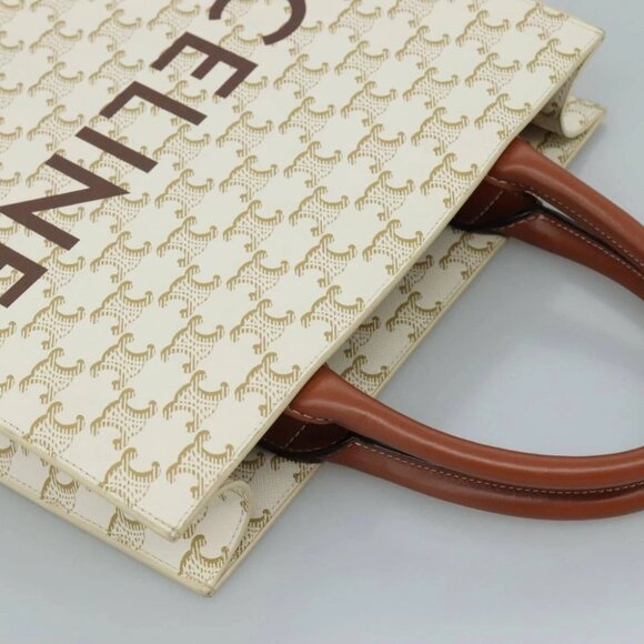 CELINE Triomphe Small Vertical Cabas Tote Bag PVC Leather 2way White - Picture 11 of 16